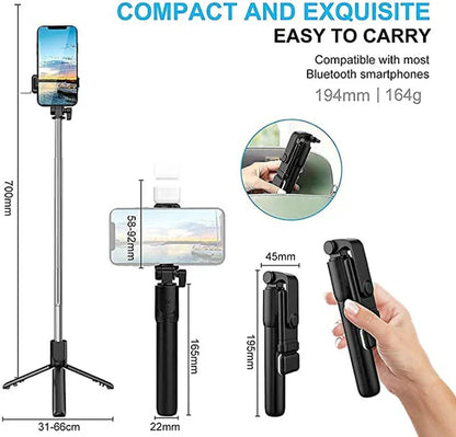 3 in 1 Multi Function Selfie Tripod with Remote and Selfie Light